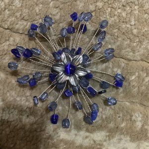 Beautiful Handmade Blue Stone Wire Brooch